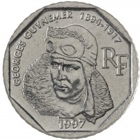 Монета Франция 2 франка 1997 80 лет со дня смерти Жоржа Гинемера