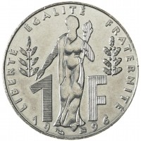 Франция 1 франк 1996 100 лет со дня рождения Жака Рюефа