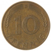 Монета Германия 10 пфеннигов 1981 G