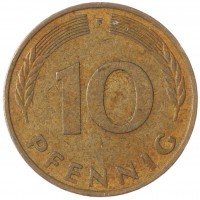 Монета Германия 10 пфеннигов 1979 F