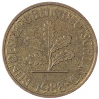 Монета Германия 10 пфеннигов 1988 D