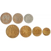 Тува набор 7 монет 1, 2, 3, 5, 10, 15 и 20 копеек 1934 
