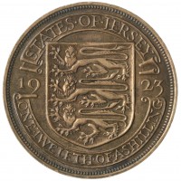 Монета Джерси 1/12 шиллинга 1923 Испанский щит