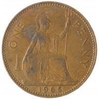 Монета Великобритания 1 пенни 1965