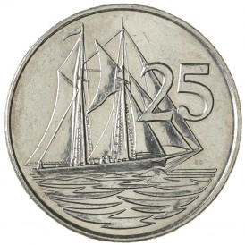 Монета Каймановы острова 25 центов 2002