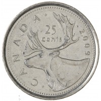 Монета Канада 25 центов 2009