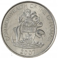 Монета Багамские острова 25 центов 2007