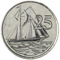 Монета Каймановы острова 25 центов 2013
