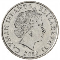 Монета Каймановы острова 25 центов 2013