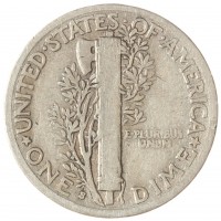 Монета США 1 дайм 1937 S