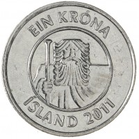 Монета Исландия 1 крона 2011