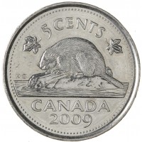 Монета Канада 5 центов 2009