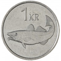 Монета Исландия 1 крона 1992