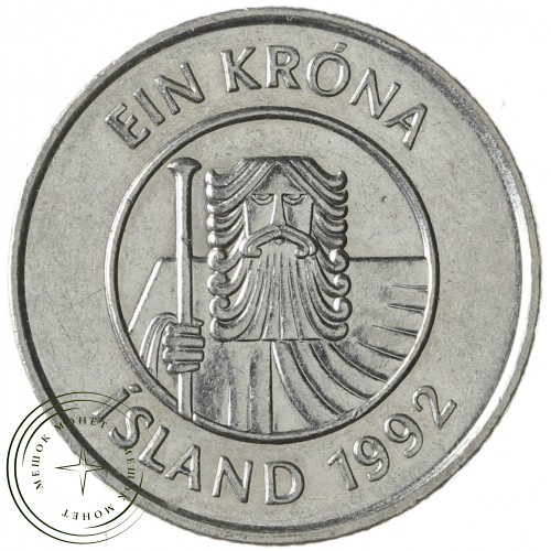 Исландия 1 крона 1992 — 937041352