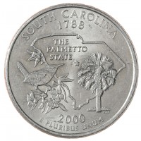 Монета США 25 центов 2000 Южная Каролина P