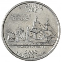 Монета США 25 центов 2000 Вирджиния D