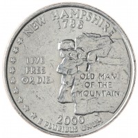 Монета США 25 центов 2000 Нью-Гэмпшир Р