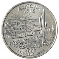 Монета США 25 центов 2008 Аризона Р