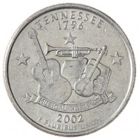 Монета США 25 центов 2002 Теннесси Р