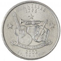 Монета США 25 центов 2002 Теннесси D