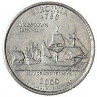 Монета США 25 центов 2000 Вирджиния Р