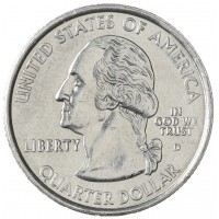 Монета США 25 центов 2008 Оклахома D