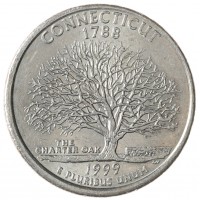Монета США 25 центов 1999 Коннектикут Р