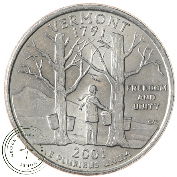 США 25 центов 2001 Вермонт Р