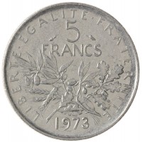 Монета Франция 5 франков 1973