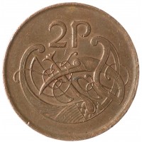 Монета Ирландия 2 пенса 1992