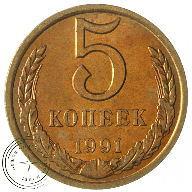 5 копеек 1991 Л AU-UNC