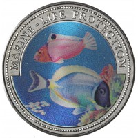 Монета Либерия 1 доллар 1997 Защита морской жизни