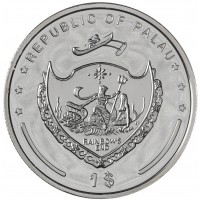 Монета Палау 1 доллар 2009 Вымирающие виды - Оранжевополосый балистап