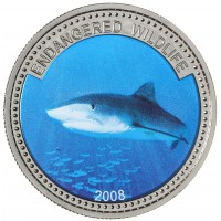 Монета Палау 1 доллар 2008 Вымирающие виды - Синяя акула