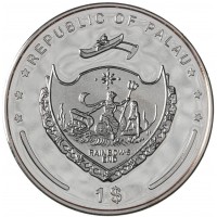 Монета Палау 1 доллар 2008 Вымирающие виды - Синяя акула