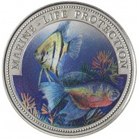 Монета Либерия 1 доллар 1996 Защита морской жизни