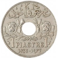 Монета Ливан 1 пиастр 1936