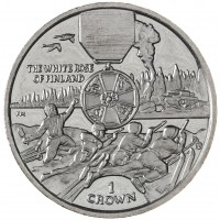 Монета Остров Мэн 1 крона 2004 Награды - Орден Белой розы Финляндии