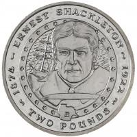 Монета Южная Георгия 2 фунта 2007 Эрнест Генри Шеклтон