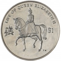 Монета Британские Виргинские острова 1 доллар 2011 Жизнь Королевы Елизаветы II