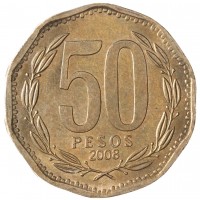Монета Чили 50 песо 2008