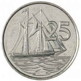 Монета Каймановы острова 25 центов 2005