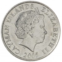 Монета Каймановы острова 25 центов 2005