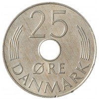 Монета Дания 25 эре 1984