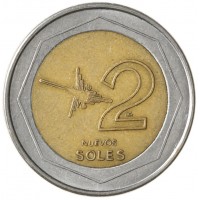 Монета Перу 2 новых соля 2003