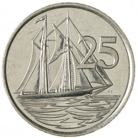 Монета Каймановы острова 25 центов 1999
