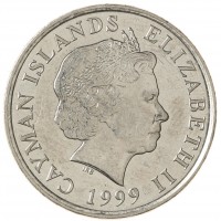 Монета Каймановы острова 25 центов 1999