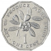 Монета Ямайка 1 цент 1990