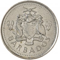 Монета Барбадос 25 центов 2008