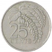 Монета Тринидад и Тобаго 25 центов 1981